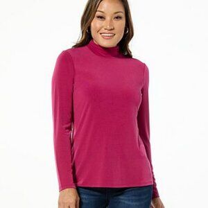 Colleen Lopez Long Sleeve Ruched Mock Neck Top - Sz M 525090